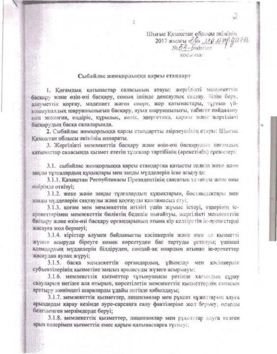 Сыбайлас жемқорлыққа қарсы стандарт / Стандарт